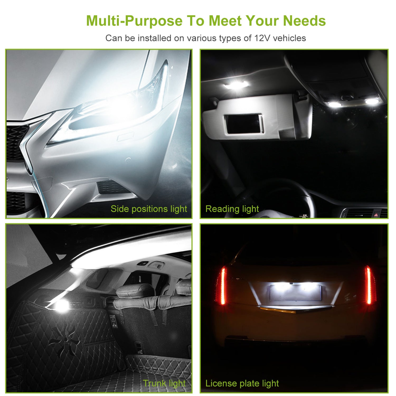 10PCS T10 LED Bulbs 194 LED Lights 12V 1W 5730 Xenon White Wedge Base LED Replacement Bulbs For License Plate Parking Position Interior Lights