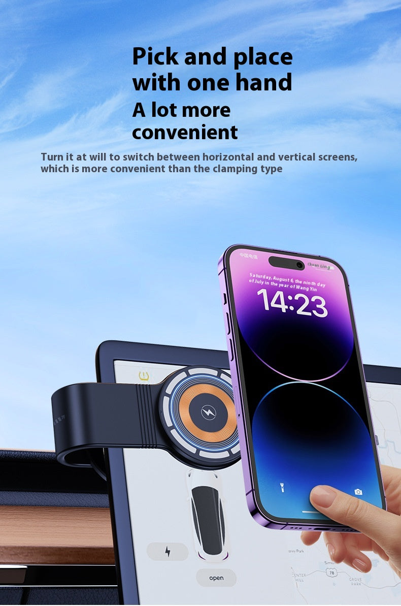 Large Screen Dashboard Bending Magnetic Suction Wireless Charger On-board Bracket